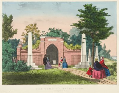 The Tomb of Washington, Mount Vernon, Virginia (farvelitografi) af Currier and Ives