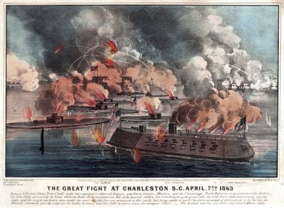 Den store kamp ved Charleston S.C. april, 7. 1863 af Currier and Ives