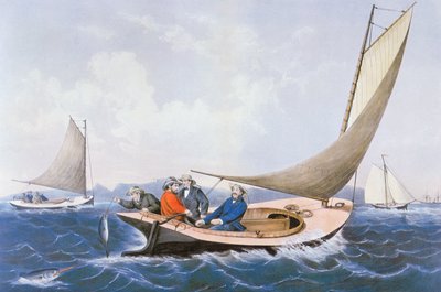 Trolling efter blå fisk ud for kysten af Maine af Currier and Ives