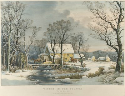 Vinter på landet, Den gamle Kornmølle af Currier and Ives