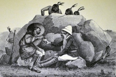 Currier & Ives Illustration 1800-tallet. En hylende dønning på krigsstien af N. and Ives, J.M. Currier