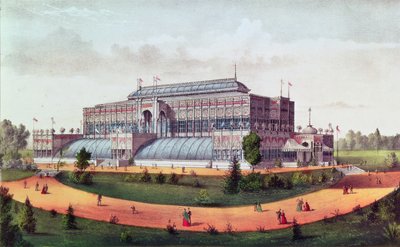 Horticultural Hall, Grand United States Centennial Exhibition 1876 af N. and Ives, J.M. Currier