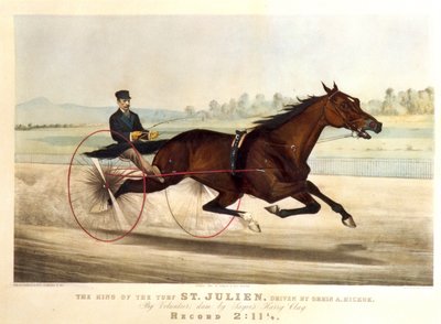 Turfkongen, "St. Julien", kørt af Orrin A. Hickok, 1880 (litografi) af N. and Ives, J.M. Currier