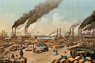 Levee - New Orleans, 1884 af N. and Ives, J.M. Currier