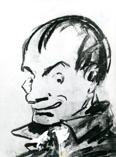 Karikatur af Charles Baudelaire (1821-67) (blyant på papir) (s/h foto) af Nadar