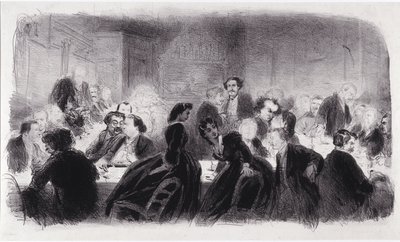 Anonym litografi, der repræsenterer litterære og kunstneriske personligheder i 1850