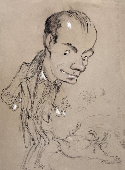 Baudelaire forbløffer foran en død hest og på ryggen. Repræsentation af Charles Baudelaire digter francais (1821-1867) af Nadar