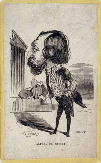Portrætladning af Alfred de Musset (1810-1857), fransk digter og dramatiker. Tegnefilm af Gaspard Felix Tournachon dit Felix Nadar (1820-1910). af Nadar