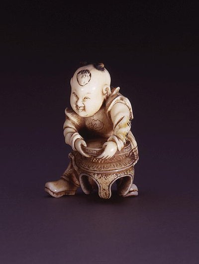 Netsuke, og dag c Chin g Akarako, ca. 1830 (Evory) af Nagahama Sokei