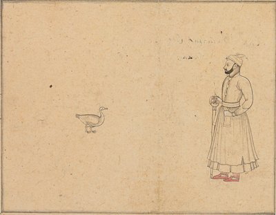 Raja Balwant Dev Singh og en svane, ca. 1750-55 af Nainsukh
