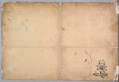 To elefanter kæmper i en gård foran Muhammad Shah af Nainsukh