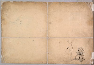 To elefanter, der kæmper i en gårdhave før Muhammad Shah, ca. 1730-40. af Nainsukh