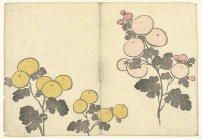 Stiliserede gule og lyserøde blomster Billedalbum af Korin (serietitel) Korin gafu (serietitel) af Nakamura Hochu