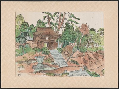 De Matsunodera tempel Aobayama Matsuodera Temple (titel på objekt) Houtsnedes van heilige Kannon tempels (serietitel) Wooblock-print af hellige Kannon-templer (serietitel på objekt) Mokuhanga Kannon reijô sen (serietitel på objekt) af Nakazawa Hiromitsu