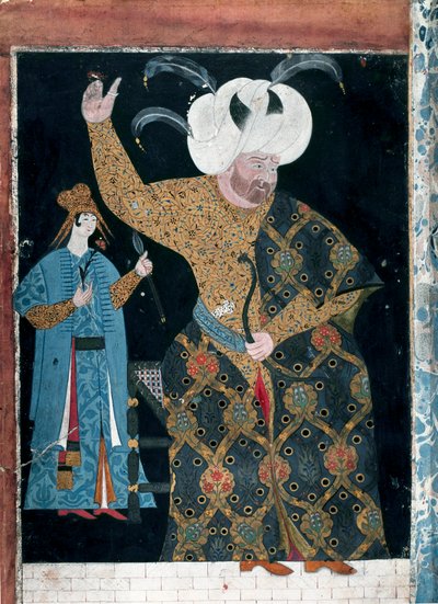 Det Osmanniske Rige: "" Portræt af Sultan Selim II kaldet den fulde eller Sari den Blonde (1524-1574)"" Akvarel tilskrevet Reis Haydar Naked the Nigari (1494-1572) (TKS 2134, fol. 3 b) Istanbul, Topkapi Seray af Nakkep called Nigari Reis Haydar