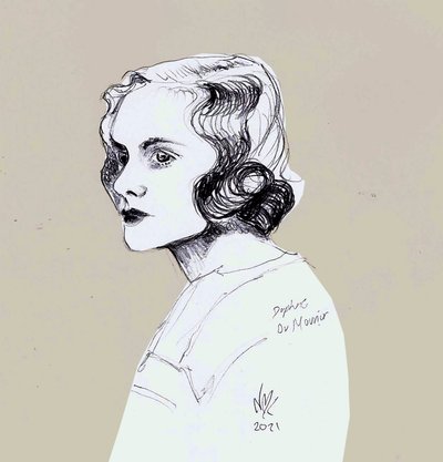 Daphne Du Maurier, 2021 (tegning) af Nancy Moniz Charalambous
