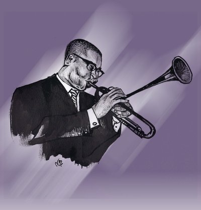 Dizzy Gillespie, 2021 (tegning) af Nancy Moniz Charalambous