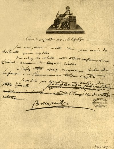 Brev fra førstekonsul Napoleon Bonaparte til greven af Provence, 6. september 1800, 1921. af Napoleon Bonaparte I