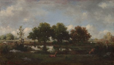 Skovlandskab med hjorte af Narcisse Virgile Diaz de la Peña