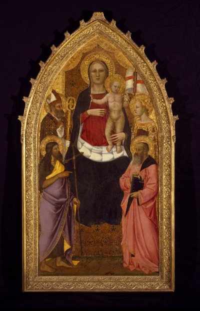 Madonna og barn optaget med de hellige Zenobius, Johannes Døberen, Reparata og Johannes Evangelisten af Nardo di Cione