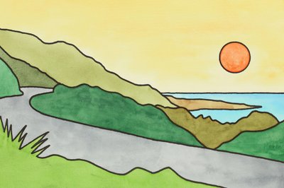 Solnedgang ved kystvejen af Natalie Bruns