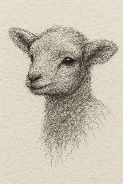 Tegning af et sødt lam af Natalie Bruns