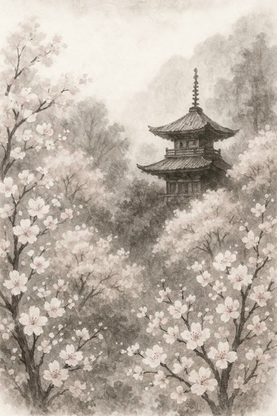 Blomster på japansk pagodekirsebær af Natalie Bruns