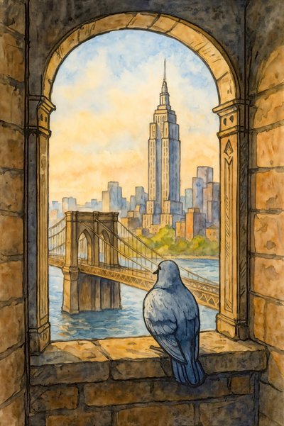 Pigeons udsigt over New York af Natalie Bruns