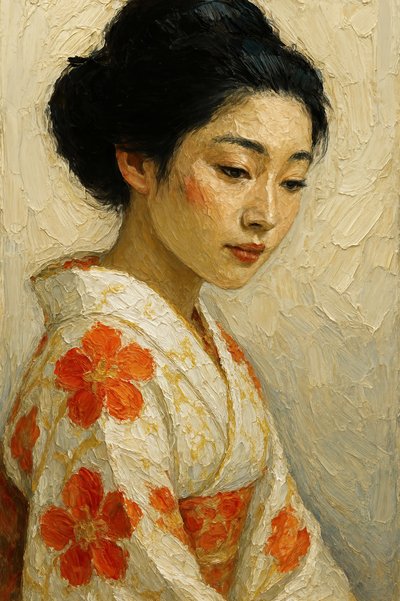 Fredfyldt kimono-portræt af Natalie Bruns