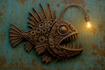 Steampunk-havtaske-lampe af Natalie Bruns