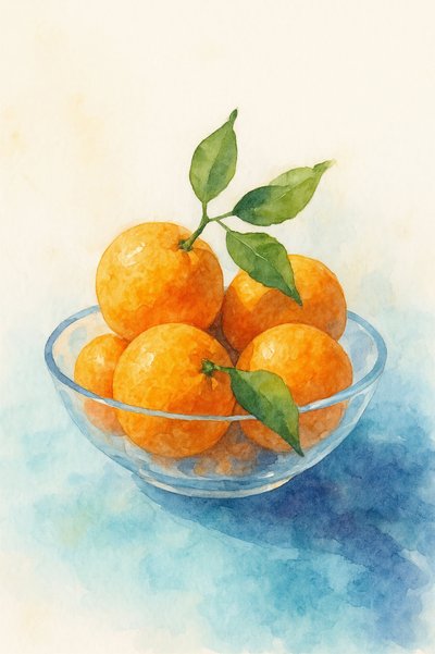 Akvarel: Citrusstilleben af Natalie Bruns