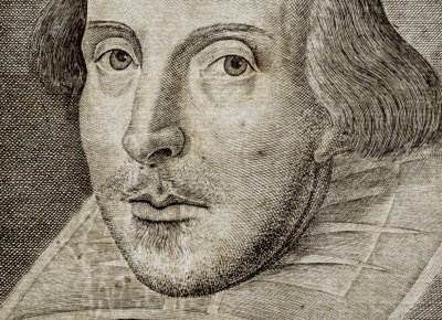 Detalje af portræt af William Shakespeare på frontispice af Comedies, histories,  t... af Nathan Benn