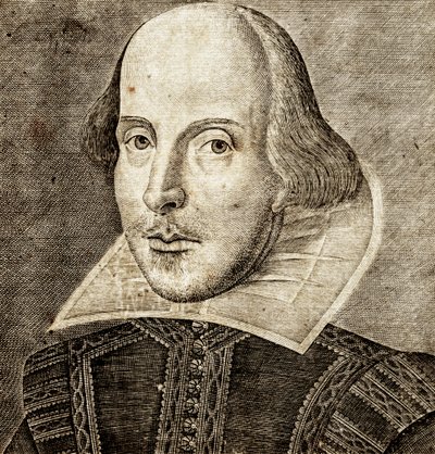 Portræt af William Shakespeare på frontispice af Comedies, histories,  tragedies i... af Nathan Benn
