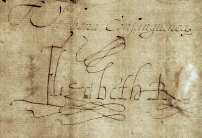Signatur Elizabeth R for dronning Elizabeth I af Nathan Benn