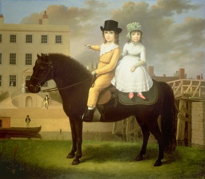 To børn, der sidder på en sort pony af Nathan Theodore Fielding