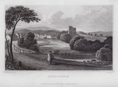 Ayton Castle (gravering) af Nathaniel (after) Whittock