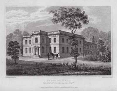 Farnley Hall, sæde for Walter Fawks (gravering) af Nathaniel (after) Whittock