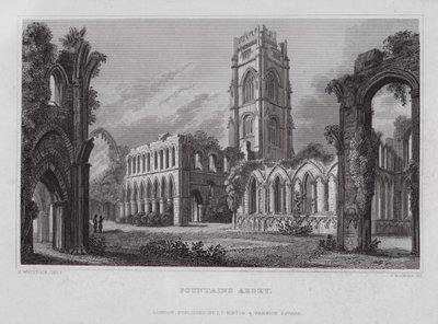Fountains Abbey (gravering) af Nathaniel (after) Whittock