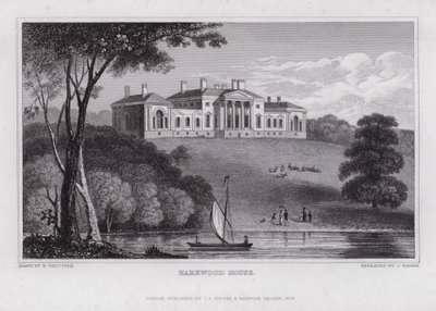 Harewood House (gravering) af Nathaniel (after) Whittock