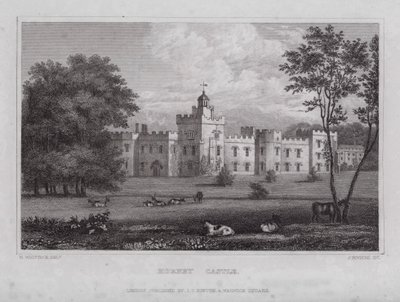Hornby Castle (gravering) af Nathaniel (after) Whittock