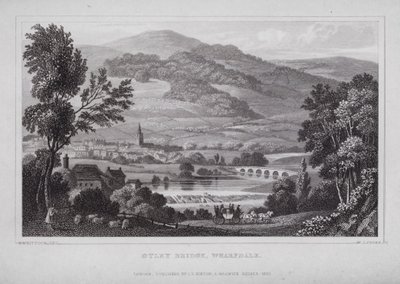 Otley Bridge, Wharfdale (gravering) af Nathaniel (after) Whittock