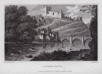 Richmond Castle (gravering) af Nathaniel (after) Whittock