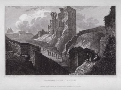 Scarborough Castle (gravering) af Nathaniel (after) Whittock