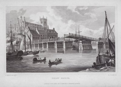 Selby Bridge (gravering) af Nathaniel (after) Whittock