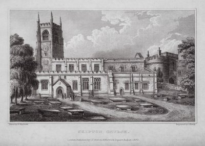 Skipton Church (gravering) af Nathaniel (after) Whittock