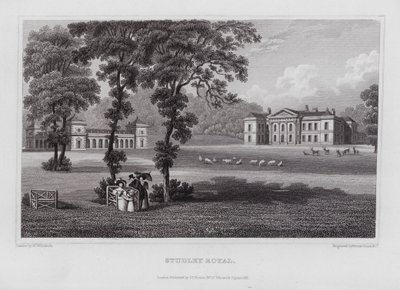 Studley Royal (gravering) af Nathaniel (after) Whittock