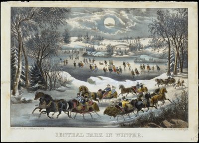 Central Park om vinteren, 1877-94., 1877-94. Skabere: Nathaniel Currier, James Merritt Ives, Currier og Ives. af Currier and Ives