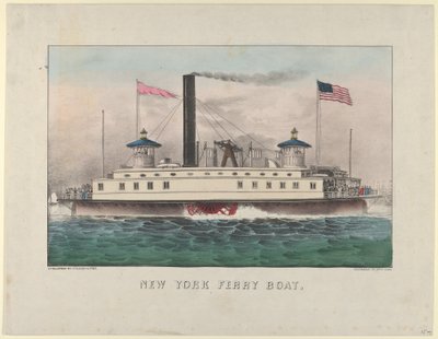 New York færgebåd, ca. 1860-65., ca. 1860-65. Skabere: Nathaniel Currier, James Merritt Ives, Currier og Ives. af Currier and Ives