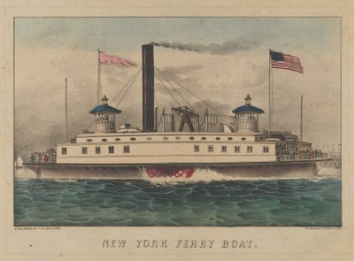 New York færgebåd, ca. 1860-65., ca. 1860-65. Skabere: Nathaniel Currier, James Merritt Ives, Currier og Ives. af Currier and Ives