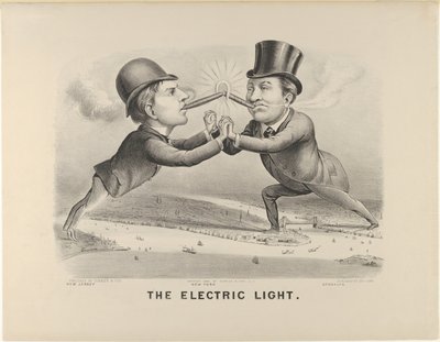 The Electric Light, 1880., 1880. Skabere: Nathaniel Currier, James Merritt Ives, Currier og Ives. af Currier and Ives